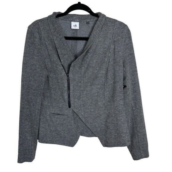 Cabi # 3556 Women Small Gray Asymmetrical Flint Gray Ponte Moto Rebel Jacket - Picture 2 of 13